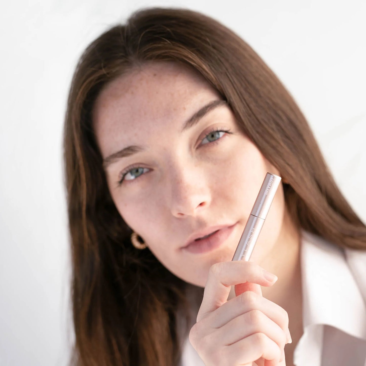 Close-up of MiyLash Travel Eyelash Volumizing Growth Serum, a cruelty-free formula designed for longer, fuller lashes and brows.