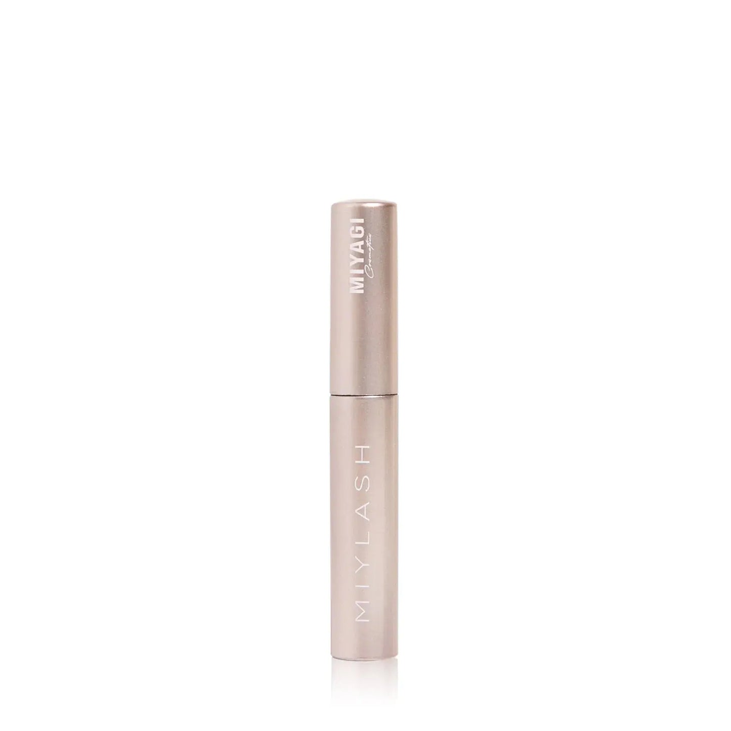 Compact MiyLash Travel Eyelash Volumizing Growth Serum bottle, perfect for on-the-go lash and brow care with a travel-friendly design.